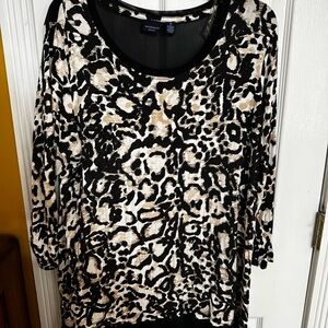 Westbound Black and Cream Leopard Print Long Sleeve Top
